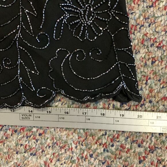 Vintage 90s JMD New York Black Floral Beaded Sleeveless Dressy Top Size L - Picture 13 of 13